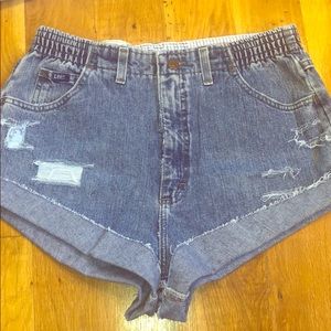 LEE Mom Jeans Denim Cutoff Shorts Sz 12 Distressed